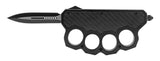 Knuckle OTF Trench Knife Black Automatic Switchblade Dagger w/ Carbon Fiber - S2G Tactical Knives Slash2Gash