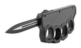 Knuckle OTF Trench Knife Black Automatic Switchblade Dagger w/ Carbon Fiber - S2G Tactical Knives Slash2Gash
