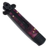 Leverletto Red Wine Marble Automatic Knife Damascus Switchblade - Lever Lock
