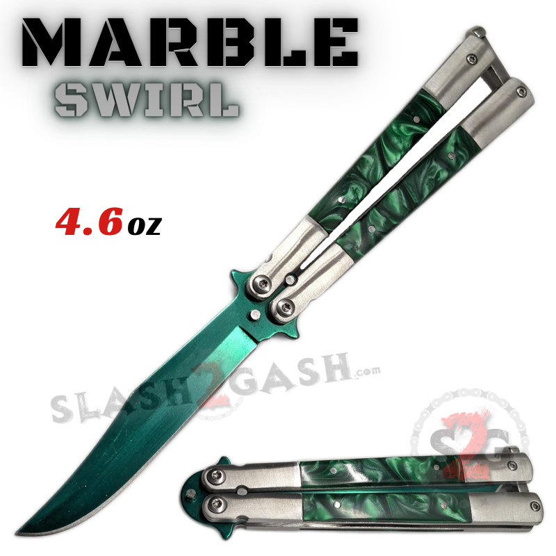 Billlie シーグリ Withmuu ハルナ Marble Butterfly Knife Pearl Swirl Single Edge Balisong