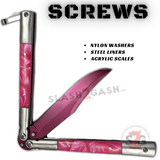 Marble Butterfly Knife Pearl Swirl Single Edge Balisong - Pink Bowie Sharp