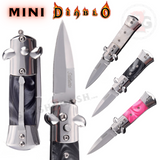Mini Diablo Stiletto Auto Switchblade Knives California Legal Assorted Colors Marble Pearl