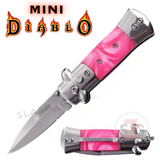 Mini Diablo Stiletto Auto Switchblade Knives California Legal Pink Pearl
