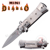 Mini Diablo Stiletto Auto Switchblade Knives California Legal White Pearl