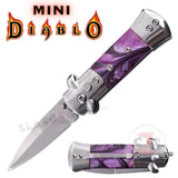 Mini Purple Stiletto Auto Switchblade Knives California Legal Purple Marble Swirl 198PE-S