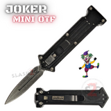 Joker Mini Automatic Switchblade Cali Legal Auto Knife Stonewash Blade Knives - Black