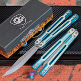 Titus Cygnus Balisong Clone S2G Butterfly Knife Blue 7075 Aluminum White G10 Bowie Slash2Gash