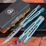 Cygnus Balisong Clone S2G Butterfly Knife Blue 7075 Aluminum White G10 Feather Titus slash2gash