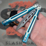 Cygnus Balisong Clone S2G Butterfly Knife Blue 7075 Aluminum White G10 Feather Titus slash2gash
