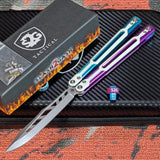 Cygnus Balisong Clone S2G Butterfly Knife Blue Purple 7075 Aluminum White G10 Feather Titus slash2gash