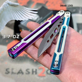 Cygnus Balisong Clone S2G Butterfly Knife Blue Purple 7075 Aluminum White G10 Feather Titus slash2gash