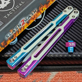 Cygnus Balisong Clone S2G Butterfly Knife Blue Purple 7075 Aluminum White G10 Feather Titus slash2gash