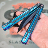 Cygnus Balisong Clone S2G Butterfly Knife Blue 7075 Aluminum Black G10 Bowie Titus slash2gash Purple