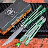 Cygnus Balisong Clone S2G Butterfly Knife Green 7075 Aluminum White G10 Bowie Titus slash2gash 