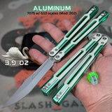 Cygnus Balisong Clone S2G Butterfly Knife Green 7075 Aluminum White G10 Bowie Titus slash2gash