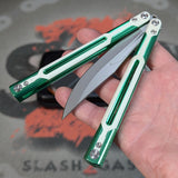 Cygnus Balisong Clone S2G Butterfly Knife Green and White 7075 Aluminum G10 Bowie Titus slash2gash