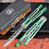 Cygnus Balisong Clone S2G Butterfly Knife Green and White 7075 Aluminum G10 Feather Titus slash2gash