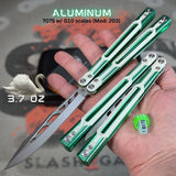 Cygnus Balisong Clone S2G Butterfly Knife Green and White 7075 Aluminum G10 Feather Titus slash2gash