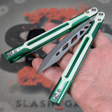 Cygnus Balisong Clone S2G Butterfly Knife Green and White 7075 Aluminum G10 Feather Titus slash2gash