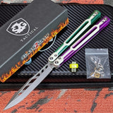 Cygnus Balisong Clone S2G Butterfly Knife Green Purple 7075 Aluminum White G10 Feather Titus slash2gash