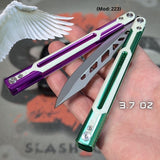 Cygnus Balisong Clone S2G Butterfly Knife Green Purple 7075 Aluminum White G10 Feather Titus slash2gash