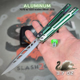 Cygnus Balisong Clone S2G Butterfly Knife Green 7075 Aluminum Modded G10 Feather Titus slash2gash Purple