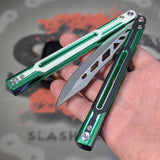 Cygnus Balisong Clone S2G Butterfly Knife Green 7075 Aluminum Modded G10 Feather Titus slash2gash Purple