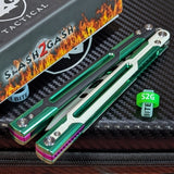 Cygnus Balisong Clone S2G Butterfly Knife Green 7075 Aluminum Modded G10 Feather Titus slash2gash Purple