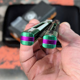 Cygnus Balisong Clone S2G Butterfly Knife Green slash2gash 7075 Aluminum Modded G10 Feather Titus Purple