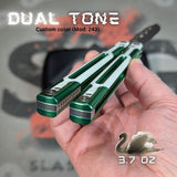 Cygnus Balisong Clone Green S2G Butterfly Knife slash2gash 7075 Aluminum White G10 Feather Titus Silver
