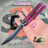 Pink Butterfly Knife S2G Cygnus Clone Balisong 7075 Aluminum Black G10 Bowie Titus slash2gash