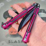 Pink Butterfly Knife S2G Cygnus Clone Balisong 7075 Aluminum Black G10 Bowie Titus slash2gash