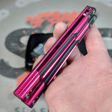 Pink Butterfly Knife S2G Cygnus Clone Balisong 7075 Aluminum Black G10 Bowie Titus slash2gash