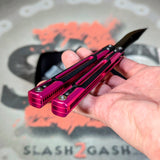 Pink Butterfly Knife S2G Cygnus Clone Balisong 7075 Aluminum Black G10 Bowie Titus slash2gash