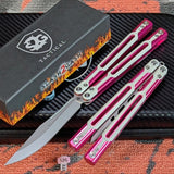 Pink Butterfly Knife S2G Cygnus Clone Balisong 7075 Aluminum White G10 Bowie Titus slash2gash