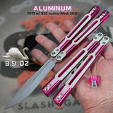 Pink Butterfly Knife S2G Cygnus Clone Balisong 7075 Aluminum White G10 Bowie Titus slash2gash