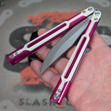 Pink Butterfly Knife S2G Cygnus Clone Balisong 7075 Aluminum White G10 Bowie Titus slash2gash