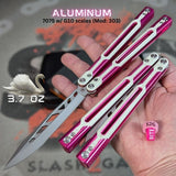 Pink and white Butterfly Knife S2G Cygnus Clone Balisong 7075 Aluminum G10 Feather Blade Titus slash2gash