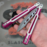 Pink and white Butterfly Knife S2G Cygnus Clone Balisong 7075 Aluminum G10 Feather Blade Titus slash2gash