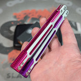 Cygnus Butterfly Knife S2G Clone Balisong Pink Purple 7075 Aluminum White G10 Titus slash2gash Feather