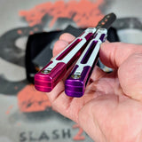 Cygnus Butterfly Knife S2G Clone Balisong Pink Purple 7075 Aluminum White G10 Titus slash2gash Feather