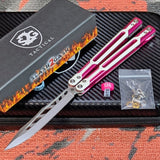 Cygnus Butterfly Knife S2G Pink Balisong Clone Titus 7075 Aluminum White G10 slash2gash Feather