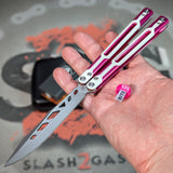Cygnus Butterfly Knife S2G Pink Balisong Clone Titus 7075 Aluminum White G10 slash2gash Feather