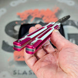 Cygnus Butterfly Knife S2G Pink Balisong Clone Titus 7075 Aluminum White G10 slash2gash Feather