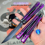 Purple Butterfly Knife S2G Cygnus Balisong Clone Titus 7075 Aluminum Black G10 slash2gash Bowie