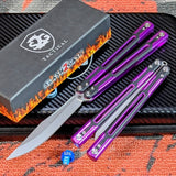 Titus Cygnus Balisong clone S2G Butterfly Knife Purple 7075 Aluminum Black G10 slash2gash Bowie