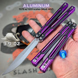 Titus Cygnus Balisong clone S2G Butterfly Knife Purple 7075 Aluminum Black G10 slash2gash Bowie