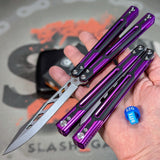 Cygnus Balisong clone S2G Butterfly Knife Purple 7075 Aluminum Black G10 slash2gash Titus Feather