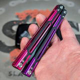 Cygnus Balisong clone S2G Butterfly Knife Purple Pink 7075 Aluminum Black G10 slash2gash Titus Bowie