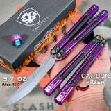 Cygnus Balisong Clone S2G Butterfly Knife Carbon Fiber Purple Aluminum slash2gash Titus Bowie